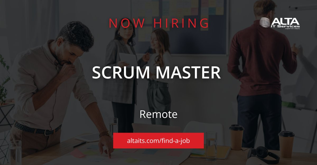 altaitservices's tweet photo. ALTA IT Services is #hiring a Scrum Master for #remote work.

#ALTAIT #ScrumMasterJobs #AgileLeadership #AzureDevOps #TechProjectManagement #SAFeAgile
 
Learn more and apply today: https://t.co/tgvo2RiM8b https://t.co/XhhxZLRulg