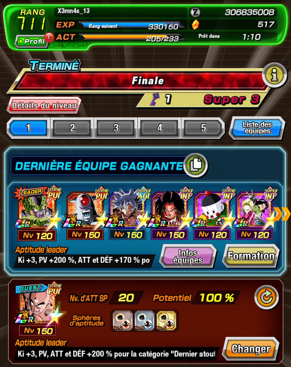 JeremsBoot's tweet photo. @John_Joodan Pour info j’ai fais 85M avec cette team. Par contre j’avais pas 100% des rota opti donc je vais perseverer ^^ 

T1 : ten + chiaozu/lr pui + cell 
T2 : goku + c17 + duo
T3 : ten + les 2 link buddy https://t.co/Bi5cJmtNcD