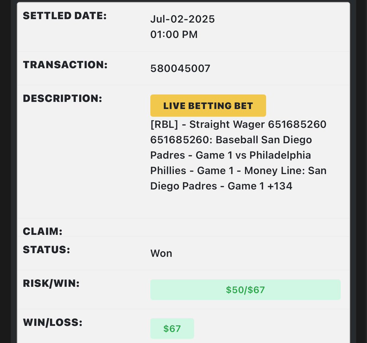 ComSapoker's tweet photo. @CrustyKs Saw post late so sprinkled lunch money on live bet .. 🤑🤑 https://t.co/MH8Kr8cBsx