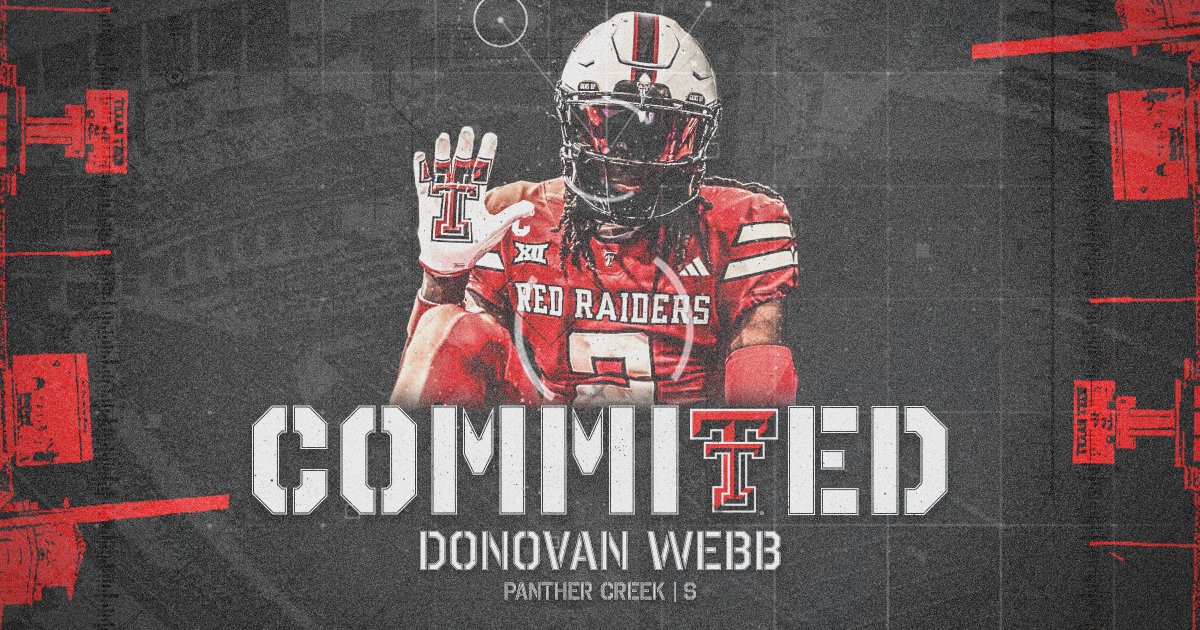 RedRaiderSports.com (@redraidersports) on Twitter photo #TexasTech picked up its sixth DB for the 2026 class in Panther Creek safety Donovan Webb (<a href="/DonovanWebb21/">Donovan Webb</a>)‼️#WreckEm
Immediate reaction on Webb's commitment from <a href="/JarrettDRamirez/">Jarrett Ramirez</a> ⬇️
🔴on3.com/sites/red-raid… #TexasTech picked up its sixth DB for the 2026 class in Panther Creek safety Donovan Webb (<a href="/DonovanWebb21/">Donovan Webb</a>)‼️#WreckEm
Immediate reaction on Webb's commitment from <a href="/JarrettDRamirez/">Jarrett Ramirez</a> ⬇️
🔴on3.com/sites/red-raid…