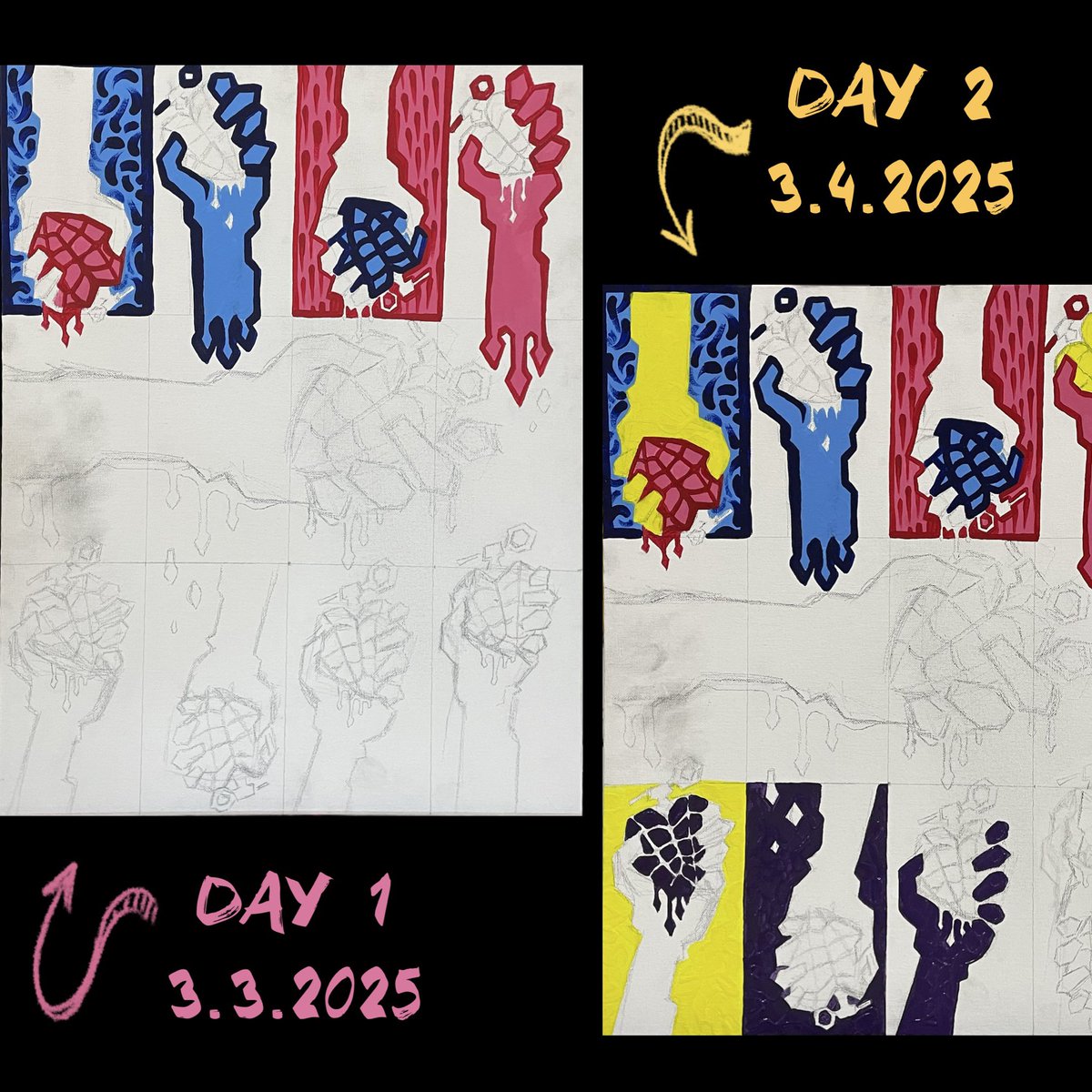 beccakoe's tweet photo. This painting is QUITE special! ✨(P.1)

Fun idea I had for this - my goal was to represent my love for Green Day and show an abstract, pop art representation of one’s freedom to love! 🏳️‍🌈 

#artist #pride #painting #lgbtq #americanidiot #theatre #greenday #musicalbum #acrylic https://t.co/vK6f6gl0fr