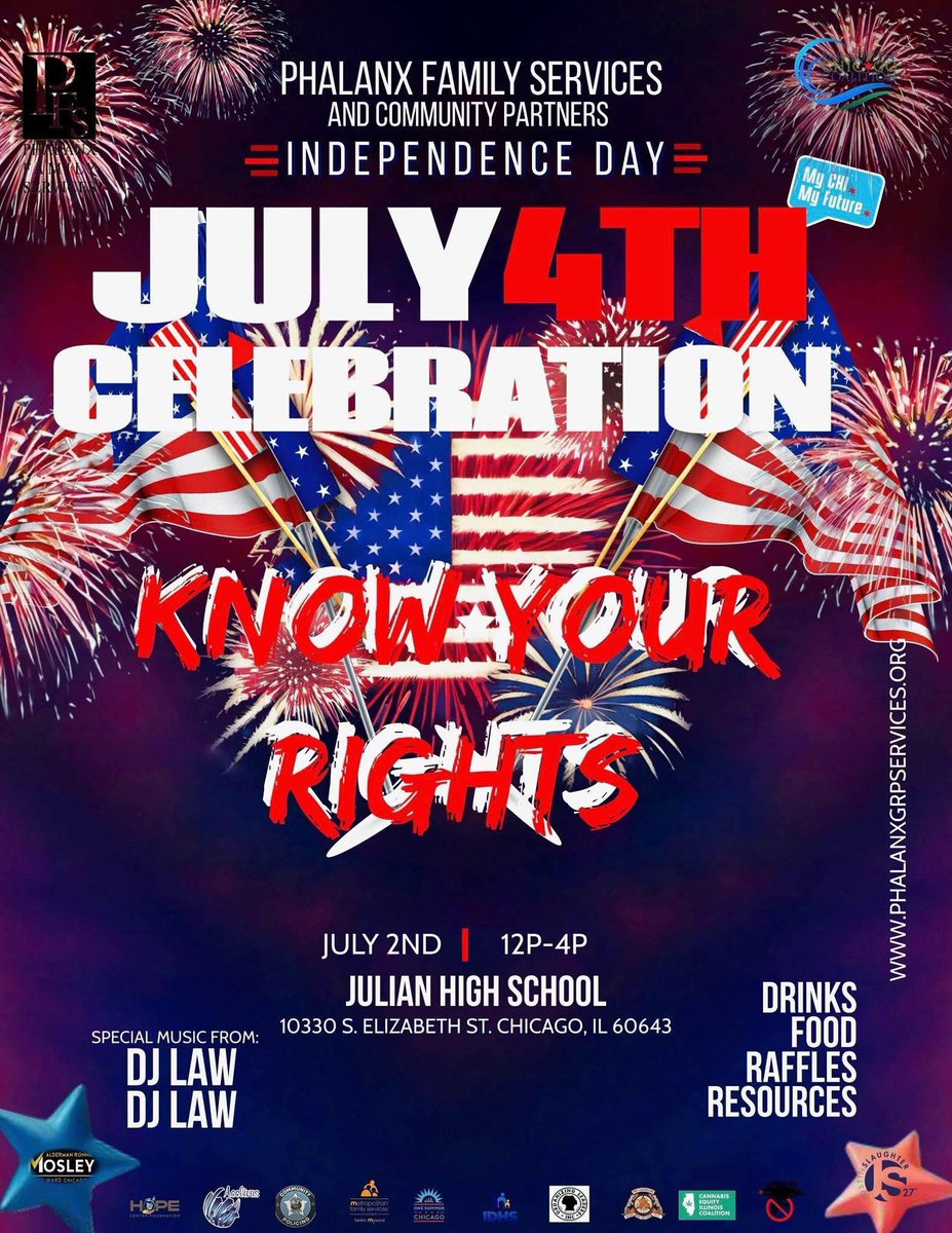 ChicagoCOPA's tweet image. Today COPA Interim Chief Administrator LaKenya White participated in a Know Your Rights discussion and Independence Day Celebration with @phalanxfam at Julian High School in the Washington Heights Neighborhood. Have a safe and happy 4th of July!