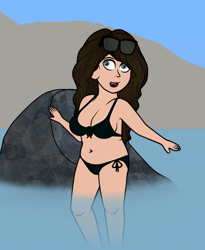 Adriana's found a partially submerged rock, so it's basically her island now...