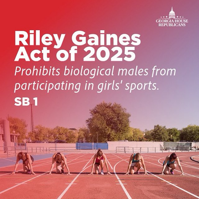 10thDGeorgiaGOP's tweet image. 🚨 New laws just went into effect in Georgia

One big win: SB 1 – The Riley Gaines Act

✅ Keeps girls’ sports for biological girls
✅ Applies to schools and colleges
✅ Restrooms and locker rooms based on biological sex

Fairness. Safety. Common sense #gapol