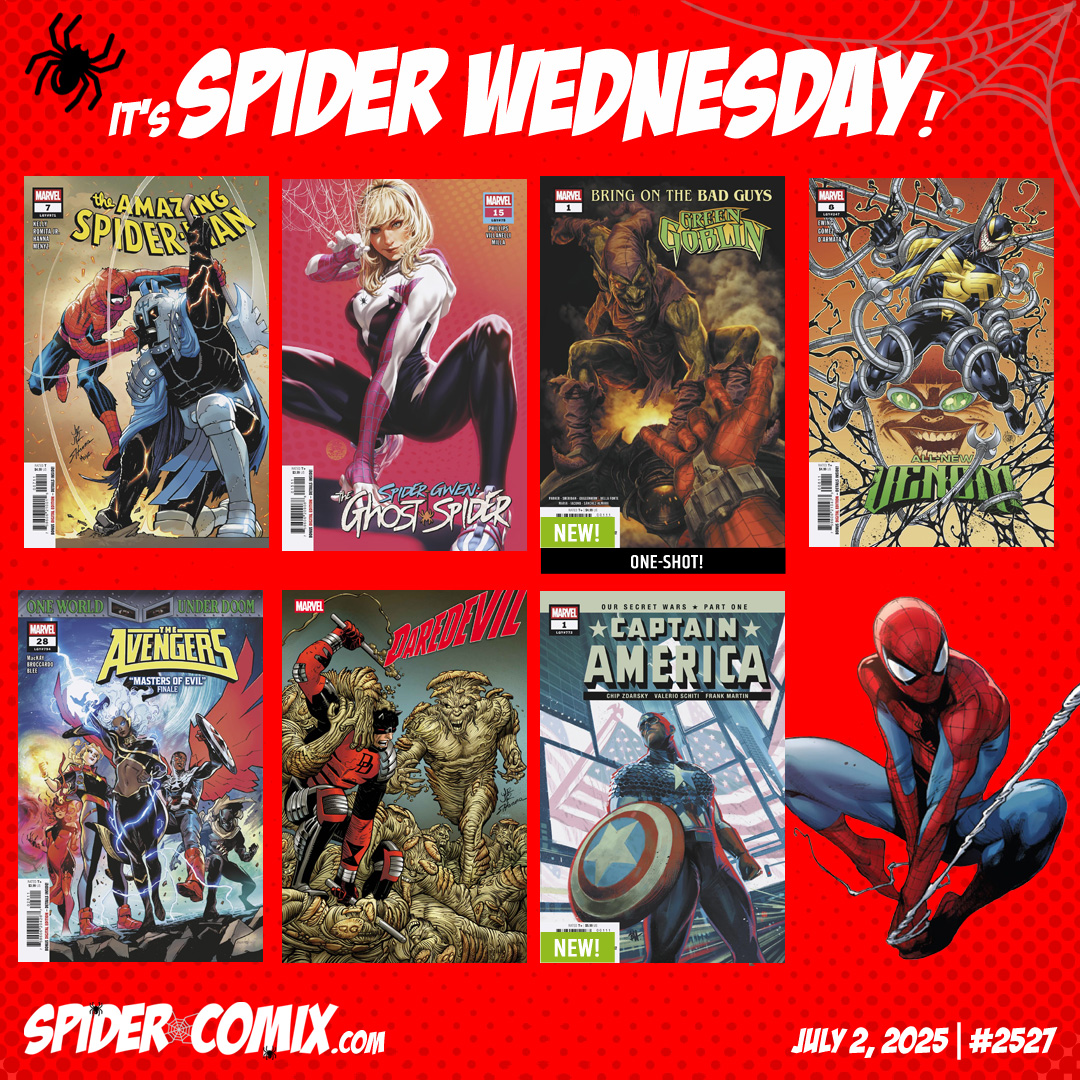 spidercomix's tweet image. July 2, 2025 - It's A New SPIDER Day💖
On this SPIDER Wednesday, Marvel Comics has several new titles that can be collected at your favorite comic store, including Spider-Main and Spider-Gwen!
Previews: spidercomix.com
#MarvelComics #SpiderWednesday #SpiderMan #July2