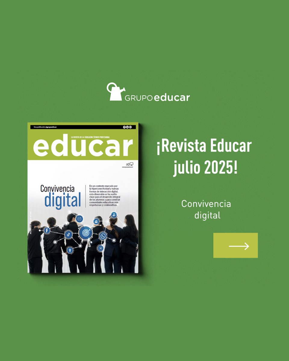 #RevistaEducar julio📚.Convivencia digital.

Revisa la versión digital aquí: grupoeducar.cl/revista/edicio…