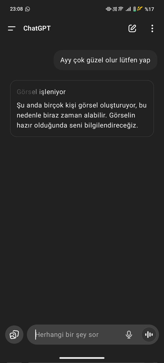 Lan içerik oluşturuyorum 1 dk salın ChatGPT