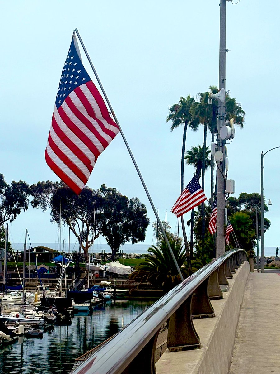 Michsteer's tweet image. The flags are all ready on the bridge for July 4th! #July4thWeekend