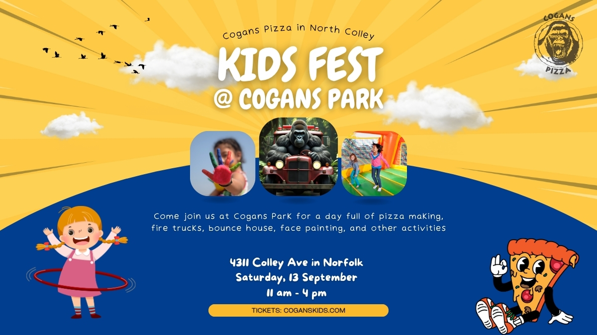 CogansGhent's tweet image. Join us at Cogans Park for Kids Fest on Sept 13th at Cogans Pizza North with pizza making, fire trucks, bounce house, and more. Ready for a wild Saturday? 
 
. 
 
#BounceHouse #CogansNorth #CogansPark #CogansPizza #FacePainting 
 
. 
 
coganspizza.com/event/kids-fes…