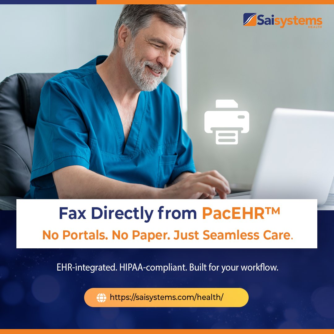 Faxing, finally built into your EHR.
With PacEHR™, you can send, receive, and sign faxes—right from the chart.
Patient data syncs automatically. Real-time alerts keep you on track.
PacEHR™ makes it that simple.
bit.ly/3I3Mj1V

#PacEHR #PALTC  #SaisystemsHealth