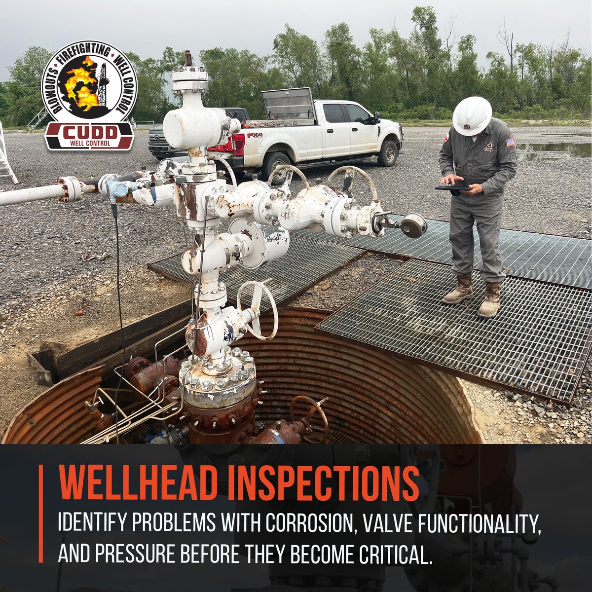 CuddWellControl's tweet photo. Maximize safety and efficiency with our CuddAssuredᵀᴹ Wellhead Inspections. Inspect wellhead surfaces faster than ever, pinpointing corrosion, valve functionality, and pressure issues before they escalate. #cuddwellcontrol https://t.co/9lnVIbyVlr https://t.co/k97qFpt80X