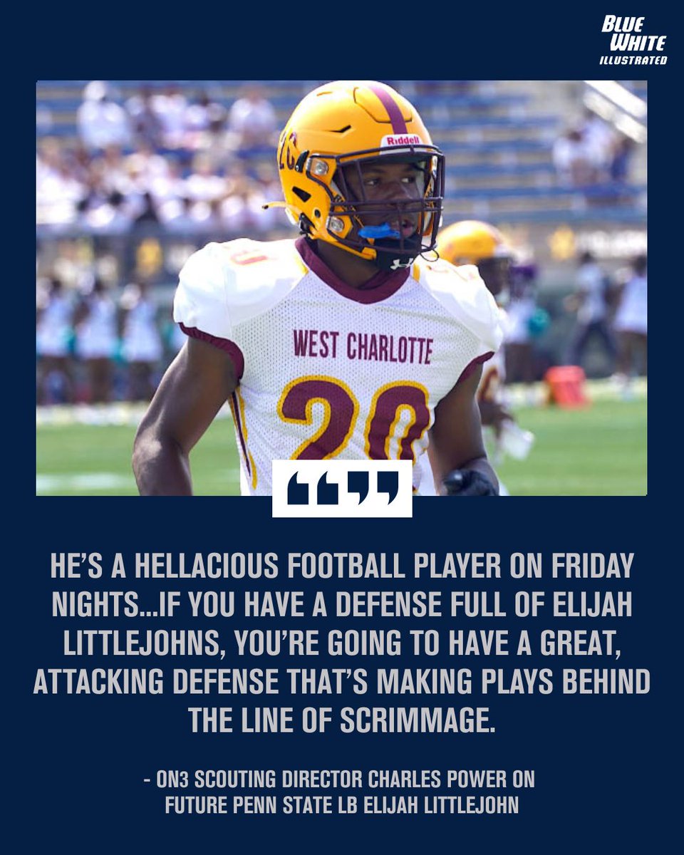 Blue White Illustrated (@pennstateon3) on Twitter photo What will Elijah Littlejohn bring to Penn State's linebacker room?
We caught up with On3 Scouting Director <a href="/CharlesPower/">Charles Power</a> to get his thoughts on the North Carolina native.
Littlejohn Evaluation: on3.com/teams/penn-sta… What will Elijah Littlejohn bring to Penn State's linebacker room?
We caught up with On3 Scouting Director <a href="/CharlesPower/">Charles Power</a> to get his thoughts on the North Carolina native.
Littlejohn Evaluation: on3.com/teams/penn-sta…
