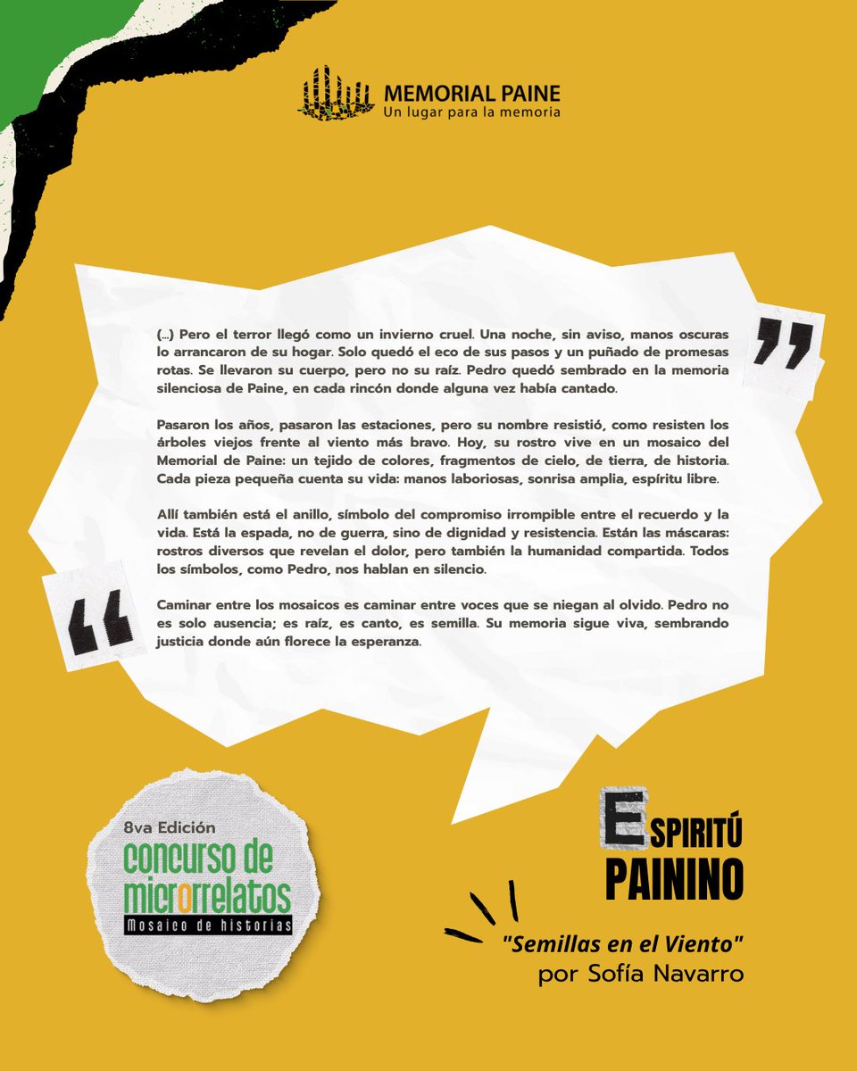 MemorialdePaine's tweet photo. En esta emotiva edición, donde la memoria, la literatura y la verdad se entrelazan, celebramos a quienes, con sus palabras, han honrado a los 70 Detenidos Desaparecidos y Ejecutados Políticos de Paine 🕊️. https://t.co/9Ba0CyGObB