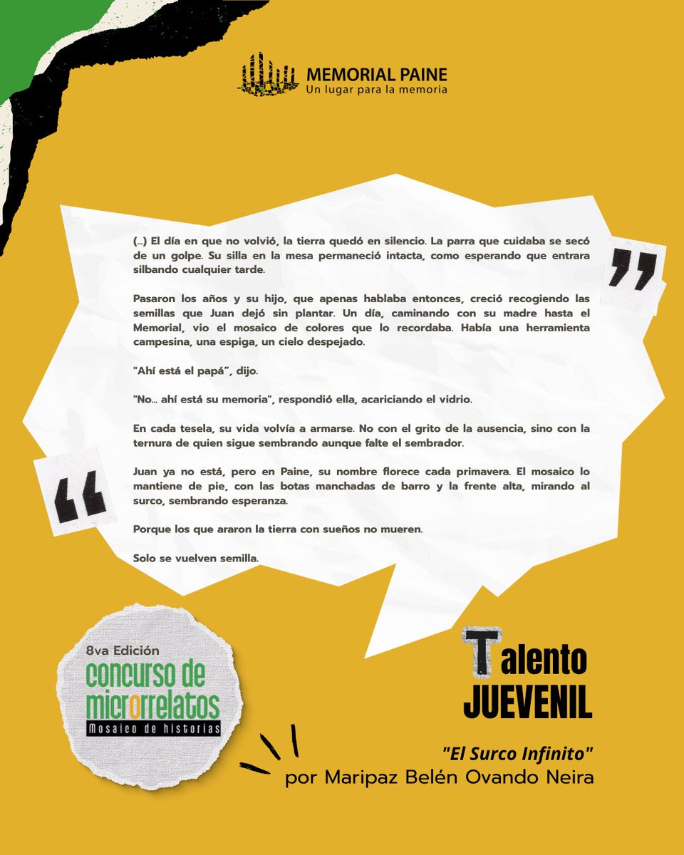MemorialdePaine's tweet photo. En esta emotiva edición, donde la memoria, la literatura y la verdad se entrelazan, celebramos a quienes, con sus palabras, han honrado a los 70 Detenidos Desaparecidos y Ejecutados Políticos de Paine 🕊️. https://t.co/9Ba0CyGObB