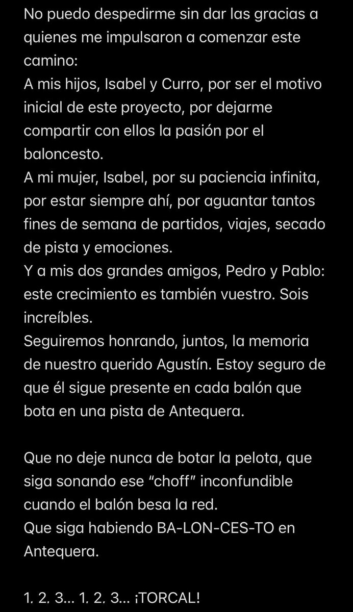 Mensaje de despedida como presidente del CBT de @romove_77 🙌🙌🙌