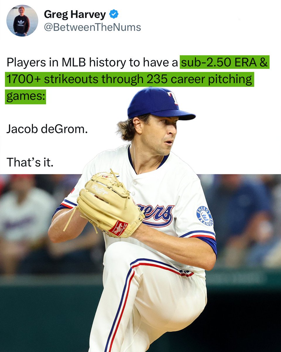 DraftKings Sportsbook (@dksportsbook) on Twitter photo Jacob deGrom is simply one of the best pitchers we've ever seen in our lives 🔥
(via <a href="/BetweenTheNums/">Greg Harvey</a>) Jacob deGrom is simply one of the best pitchers we've ever seen in our lives 🔥
(via <a href="/BetweenTheNums/">Greg Harvey</a>)