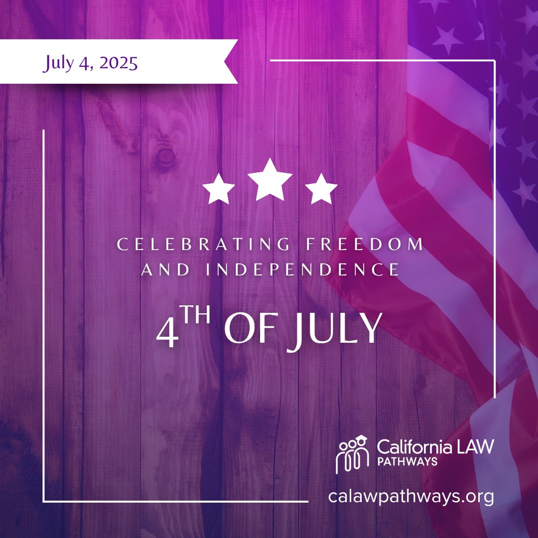 CaLAWpathways's tweet image. 🎇 The Cal LAW team wishes you a safe and meaningful Fourth of July! 🇺🇸
As we honor this day of independence, we also recognize that freedom is deeply connected to justice, and justice is something we must continue to pursue. At Cal LAW, we are committed to building equitable…