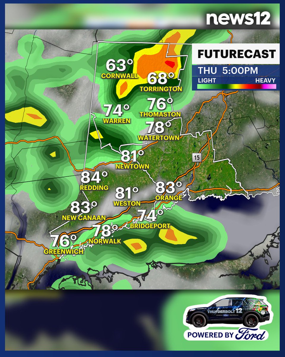 N12Thunderbolt's tweet image. THUNDERBOLT 12 ⛈️ There's a slight chance of a rogue shower or storm popping up near you on Thursday evening. Stick with News 12 to stay up-to-date with your hyper-local weather forecast.