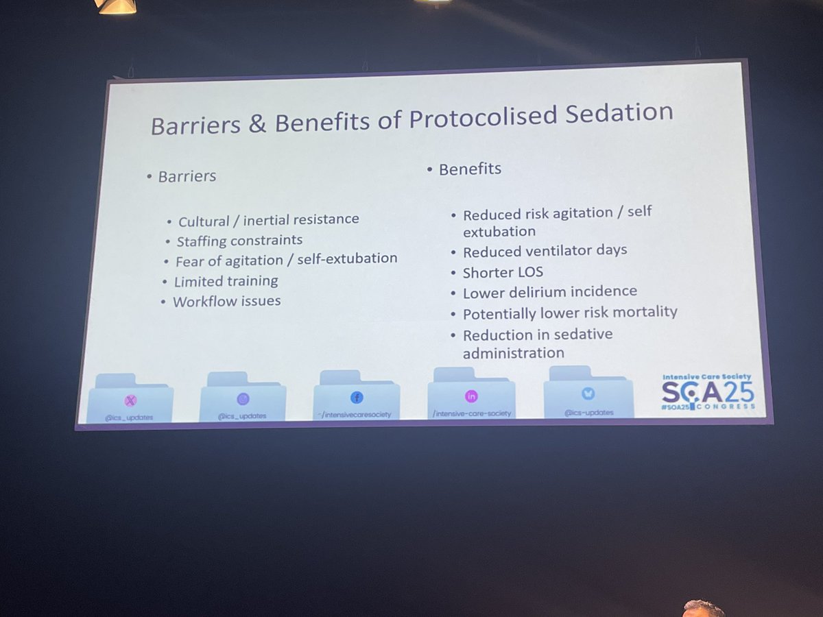 SharonBarker84's tweet image. #SOA25 Sedation & Delirium in ICU
needs cultural change! But the local context, structure, care bundles & behavioural science are key.
Think *Individualised Care *Regular Communication *Advanced Planning - ask the “When do we do when” (Day vs Night) *Team Approach *Daily Goals