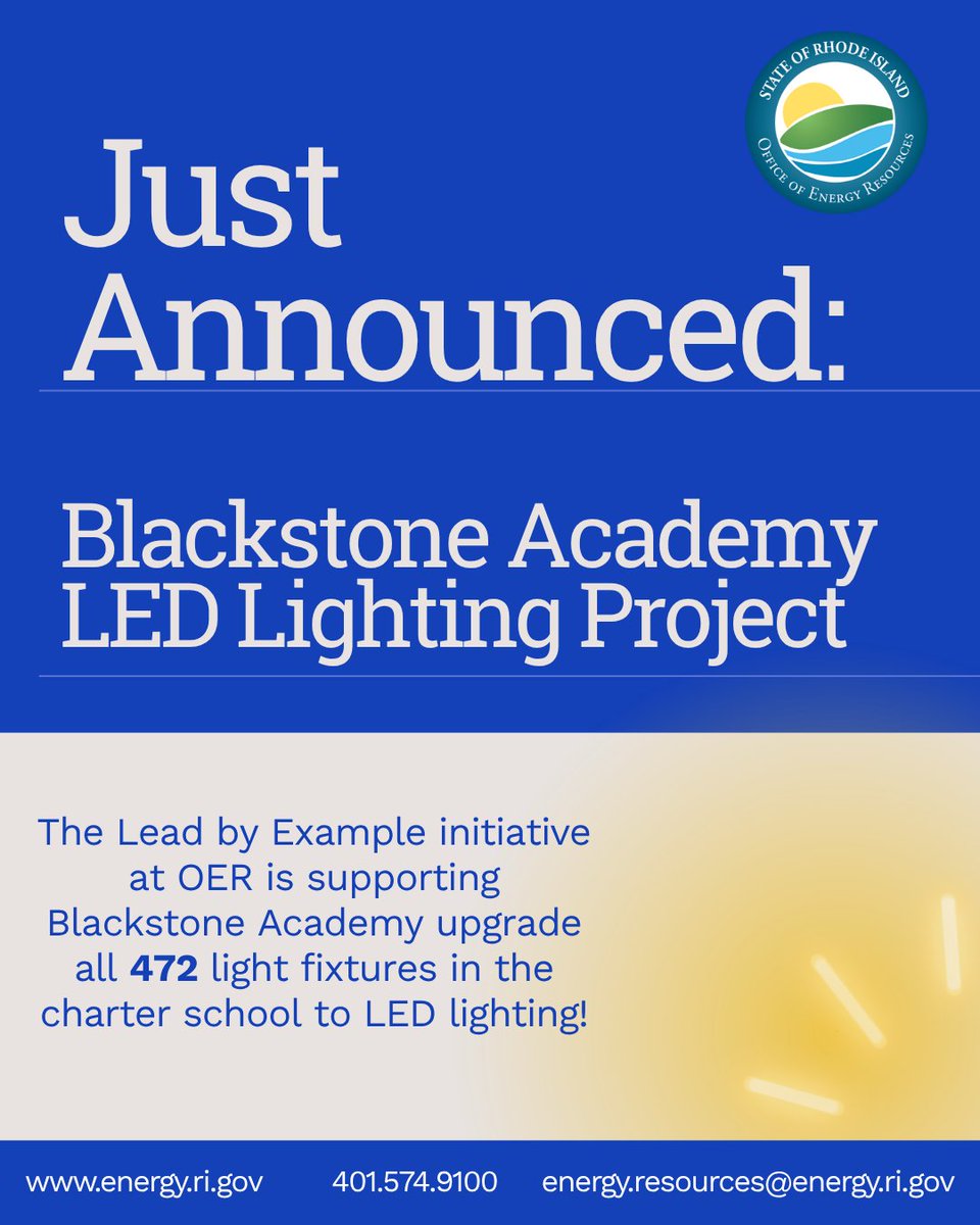 Announcement! OER is excited to share that Blackstone Academy has issued a contract for their LED lighting project. The Lead by Example program at the OER has been supporting Blackstone Academy in this effort and is now able to begin work on the project.

This project encompasses