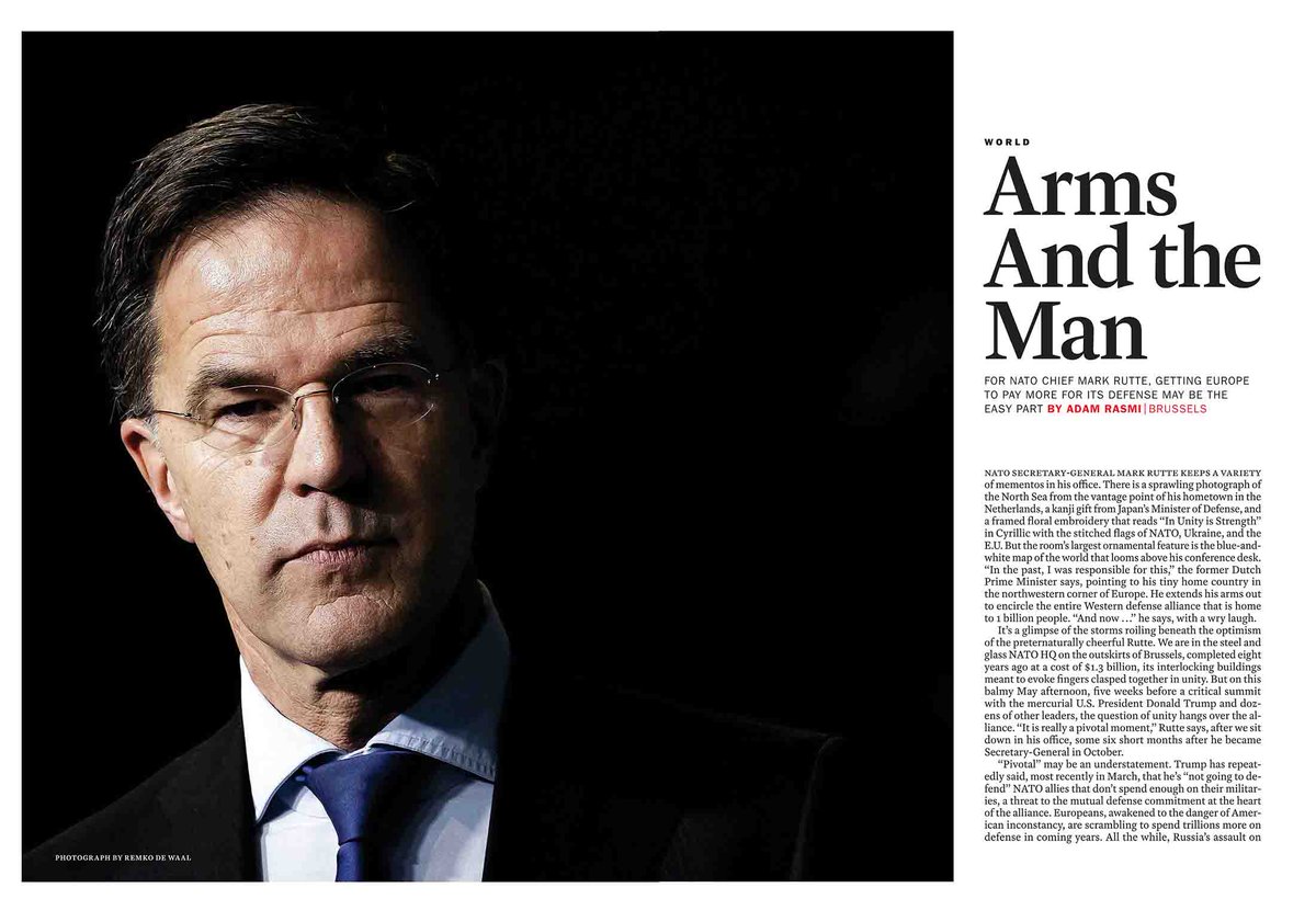 reduxpictures's tweet image. Photo by Remko de Waal / ANP / Redux of Mark Rutte, head of NATO, in Time magazine - July 7, 2025 issue. @remkodewaal @TIME @hollandsehoogte #ANP