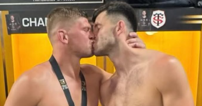 instinctmag's tweet photo. Who Knew the Steamiest Pride Moment Would Come From a Rugby Locker Room? https://t.co/rvfeUNn7OI #BlairKinghorn #JackWillis #KissGuy #Rugby https://t.co/qsm7tLb5P8