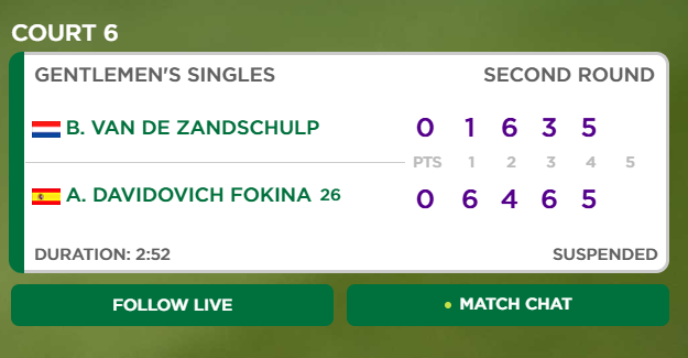 randb176's tweet photo. Botic van de Zandschulp is the only tennis player at Wimbledon who had to play 4 days in a row. Because his second round match was also suspended. What's going on at Wimbledon? https://t.co/Hbj3EQyO9Z