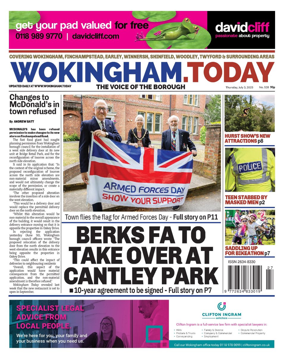 In this week's edition:

+ MPs vote on assisted dying bill
+ FA to run Cantley Park
+ Council mulls ban on "unhealthy" ads

#UKnews #Wokingham #TomorrowsPapersToday #FrontPages