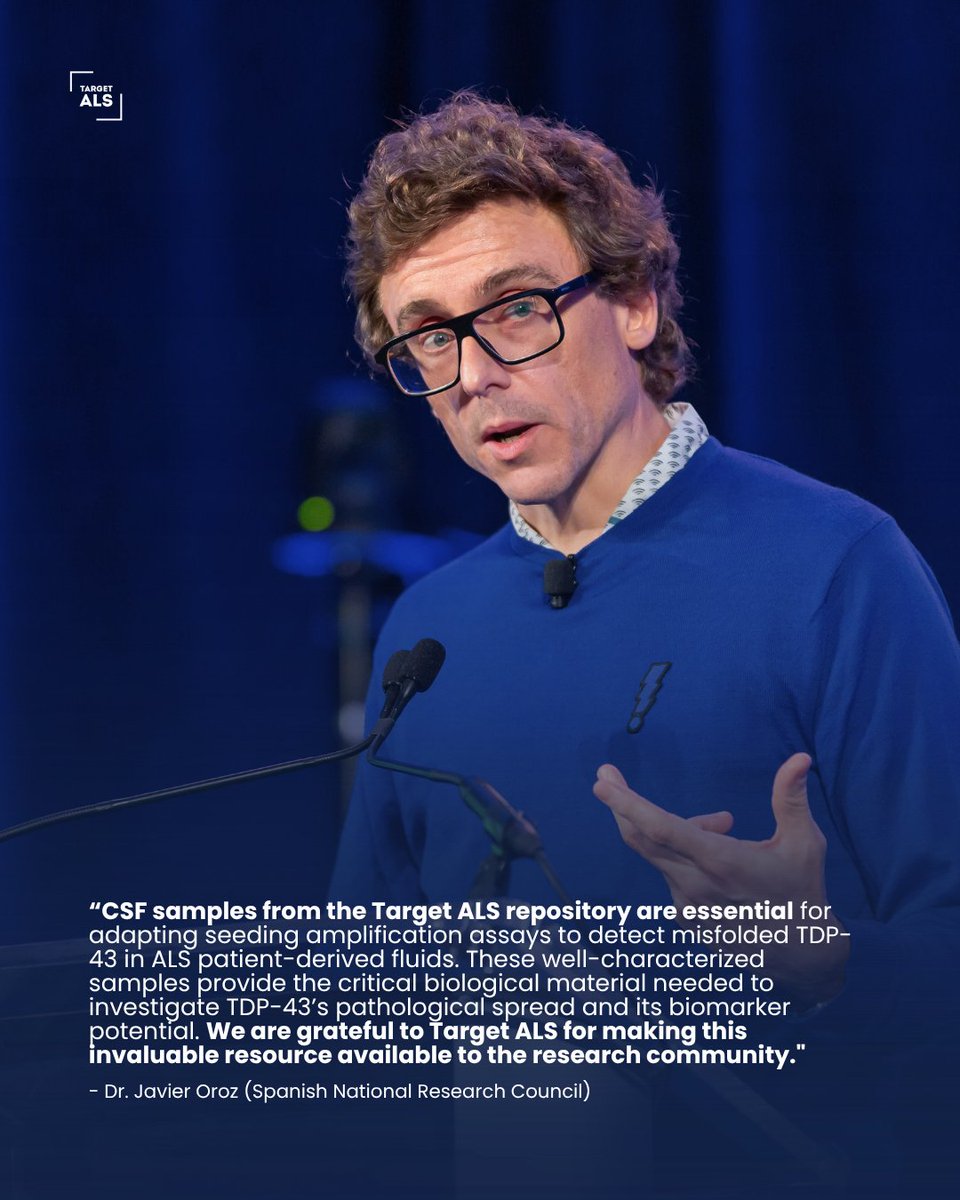 TargetALS_fdn's tweet image. Dr. Javier Oroz is using the Target ALS Biofluids Core to advance #ALSResearch by detecting misfolded TDP-43, a protein that becomes toxic in the vast majority of #ALS cases. See how your research can benefit from our no-strings attached resources: bit.ly/4ia7Zpl