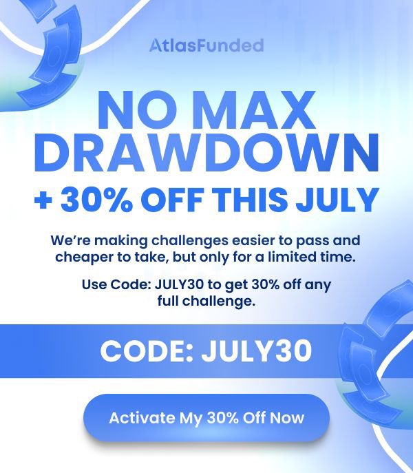 atlasfunded's tweet photo. 🚨 NO MAX DRAWDOWN + 30% OFF 🚨
This July, we’re making it easier than ever to pass.
Get 30% OFF any full challenge using code JULY30 💥

⏳ Limited time only. Don’t miss it.
👉 https://t.co/aYqQ0g7fbJ https://t.co/GuPbQYVTy9