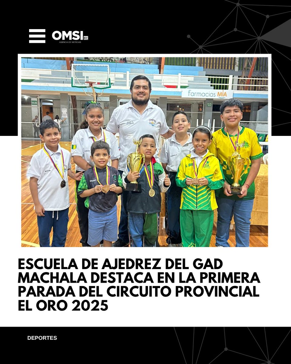 La Escuela de Ajedrez del GAD Machala logró varios reconocimientos en la primera parada del Circuito Provincial El Oro 2025.

Entérate: n9.cl/xsmusn