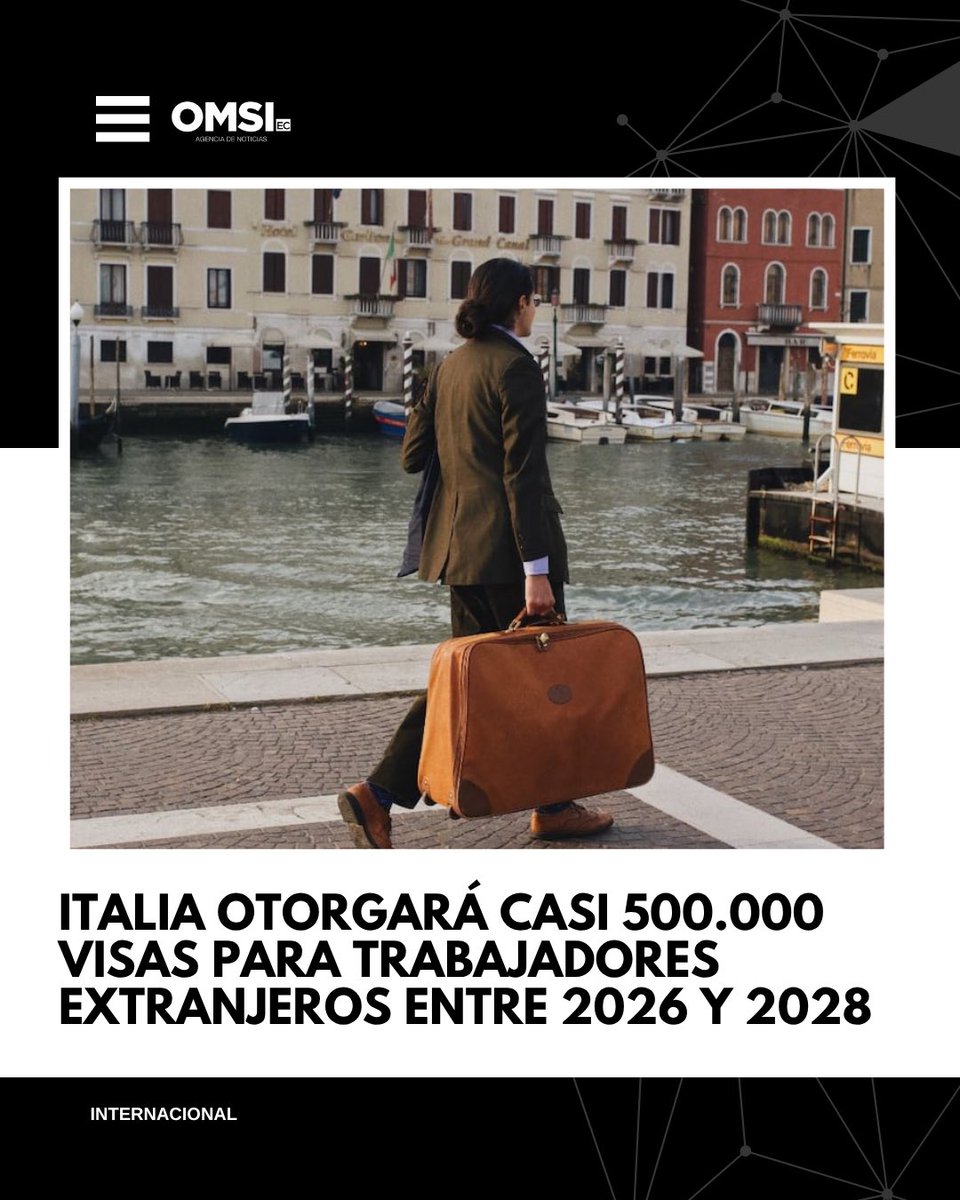 Italia autoriza el ingreso de hasta 497.550 trabajadores extranjeros entre 2026 y 2028 para cubrir escasez de mano de obra.

Entérate: n9.cl/8oaw12