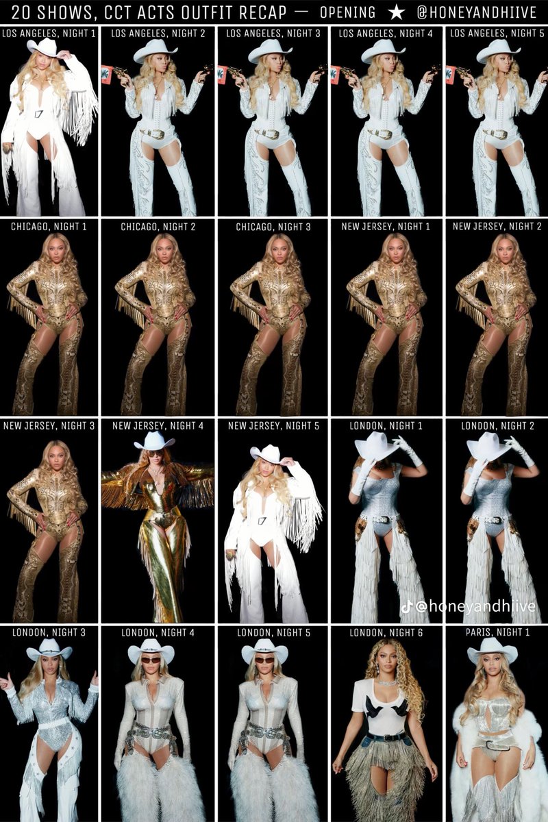 Every Beyoncé look from the Cowboy Carter Tour—opening night to Paris. A thread 🔥