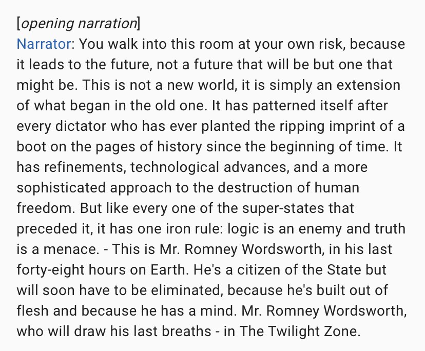 1) And now, Radio Free NAFO presents the best quotes from the Twilight Zone episode “Obsolete Man”. I think it’s very appropriate right now. And serves, perhaps, as a warning to those who think being in a fascist government will protect them. So let’s begin⬇️