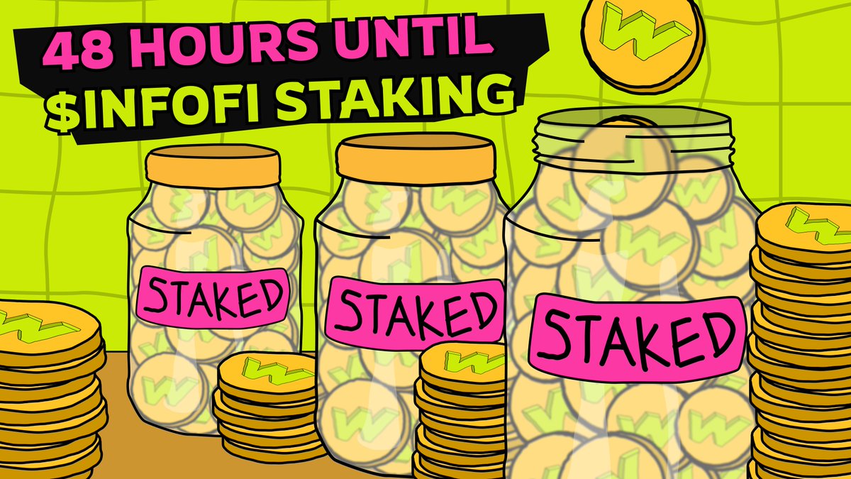 WagmiHub's tweet image. 💎 $INFOFI staking goes live in 48 hours!
True believers will be able to stake their tokens and earn tons of points and max rewards from partner pools on the InfoFi platform!
Inhale, exhale. The fun’s just beginning!