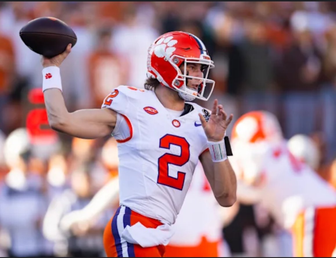 “If Cade Klubnik puts it all together this season, watch out. The arm talent, the mobility, the Clemson stage — he’s got 1st-round upside written all over him. With a possible loaded “26” QB class look for C2 name to be mentioned a lot 🍊🔥 #NFLDraft #Clemson”