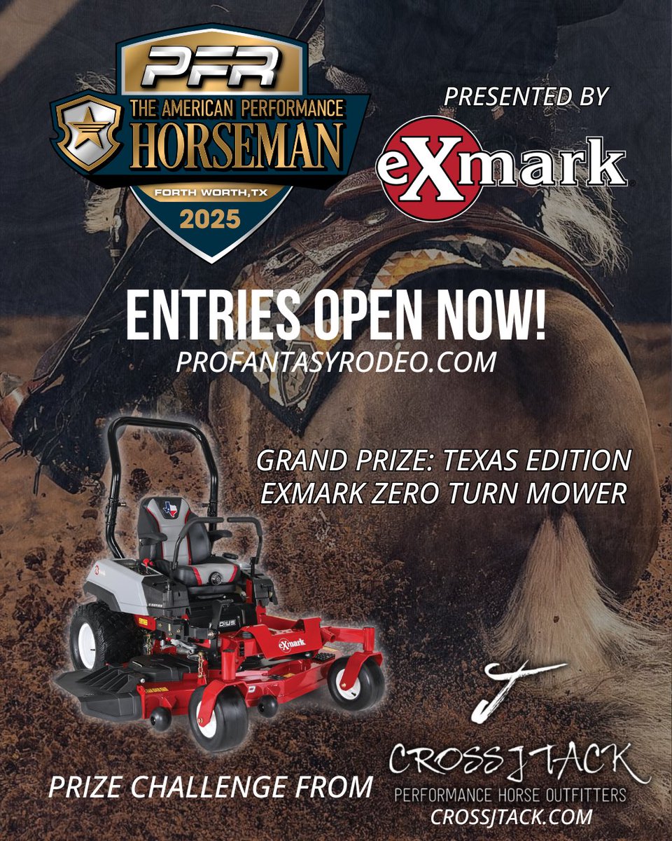 ProFantasyRodeo's tweet image. Saddle Up for The American Performance Horseman!
Now YOU can be part of the action with the Pro Fantasy Game—build your team, follow the top riders, and compete for your share of over $50,000 in cash and prizes. Visit ProFantasyRodeo.com today!