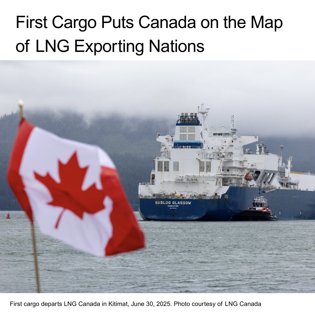 ESF_Canada's tweet image. “A reliable supply of responsibly produced energy should never be taken for granted.”- Chris Cooper & CEO, @lngcanada
With its first cargo now en route to Asia, Canada officially joins the ranks of global LNG exporters, delivering lower-emission energy to international markets,…