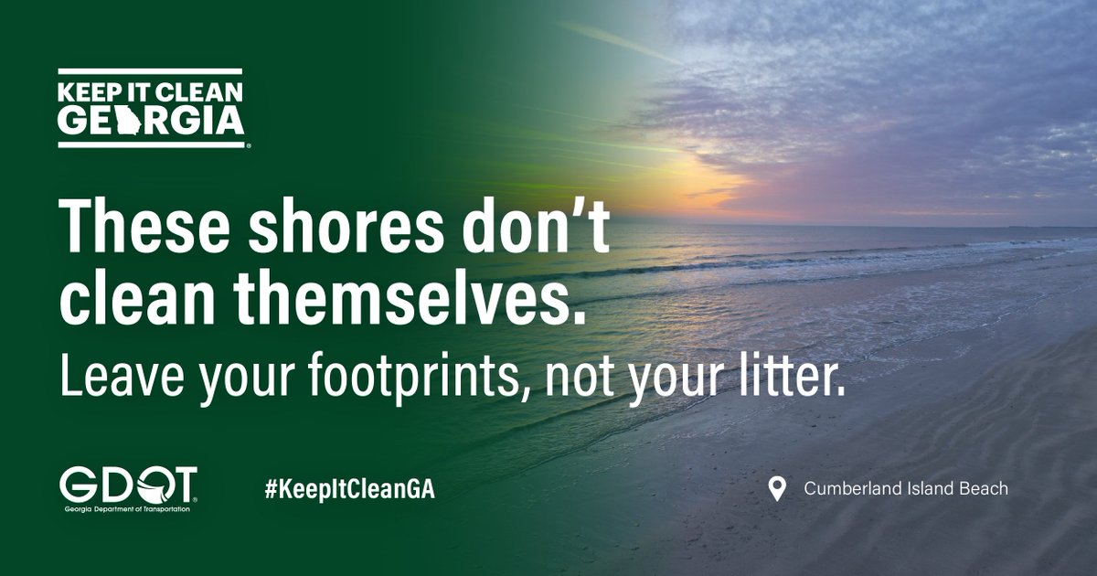 GADeptofTrans's tweet photo. Small actions make big waves 🌊! It's #CleanBeachesWeek 🏖️ and we need your help to protect our coasts. Ride the wave to https://t.co/YpNCS6AIDI to learn more about upcoming cleanups and help #KeepItCleanGA all summer long. https://t.co/7iaWgbSq6L