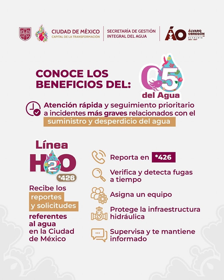 Alcaldía Álvaro Obregón (@alcaldiaao) on Twitter photo 🚰💧El <a href="/GobCDMX/">Gobierno de la Ciudad de México</a> pone a tu disposición el C5 del Agua y la #LíneaH2O, para dar atención rápida y seguimiento prioritario a solicitudes relacionadas con el suministro y el desperdicio de agua.
¡Hagamos equipo para un mejor manejo del agua en nuestra ciudad!
#AlcaldíaModelo 🚰💧El <a href="/GobCDMX/">Gobierno de la Ciudad de México</a> pone a tu disposición el C5 del Agua y la #LíneaH2O, para dar atención rápida y seguimiento prioritario a solicitudes relacionadas con el suministro y el desperdicio de agua.
¡Hagamos equipo para un mejor manejo del agua en nuestra ciudad!
#AlcaldíaModelo
