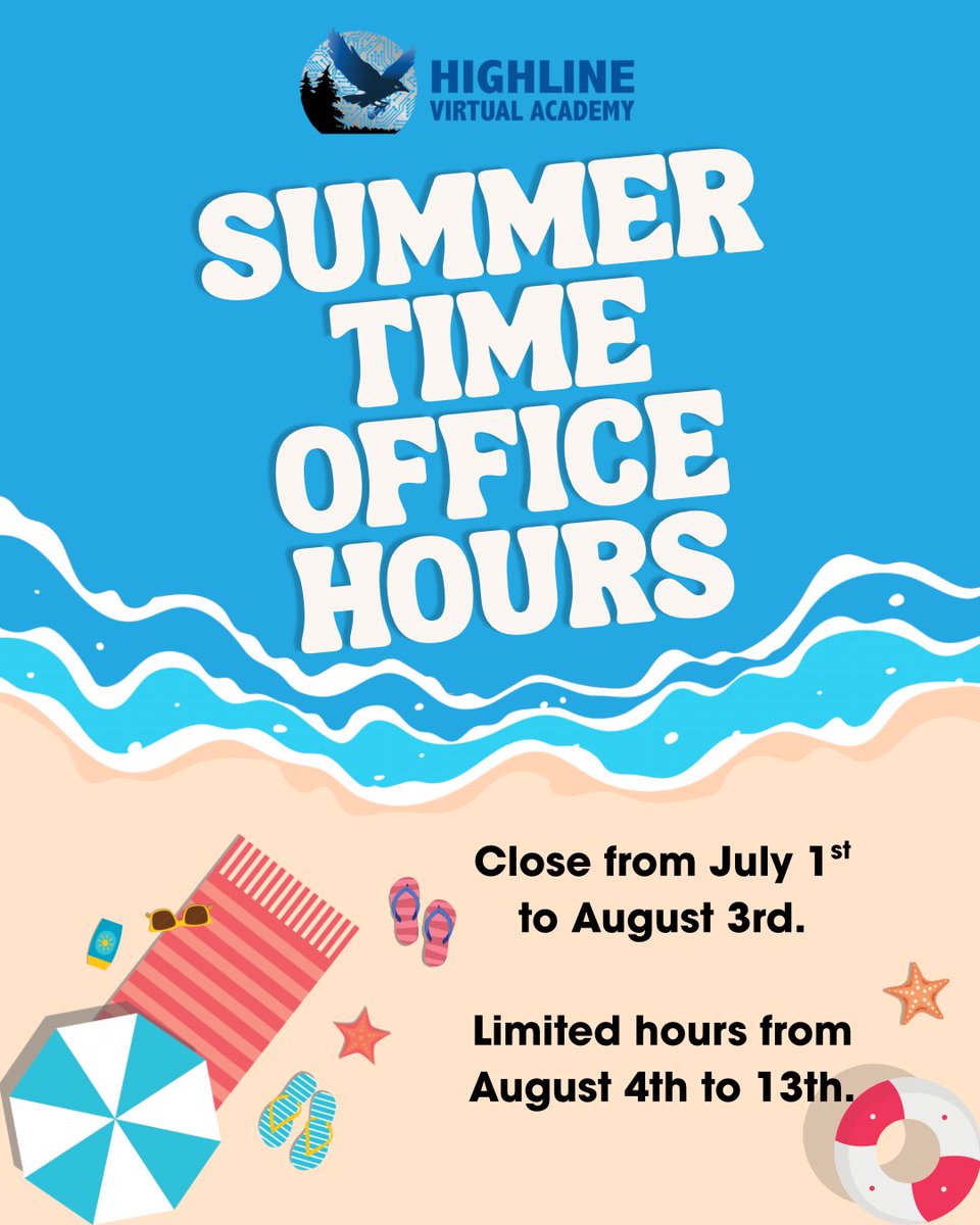 📢 School will be closed July 1–August 3 for summer break! 🌞

We’ll reopen with limited hours August 4–13. Plan ahead if you need to visit.

Enjoy your summer &amp; stay safe! 💙 #SummerBreak #SchoolClosed #SeeYouSoon