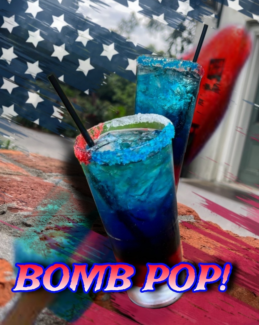 July 4th to July 6th, 4th of July-inspired crafted cocktails
Sweet Liberty
Vodka, grenadine, muddled strawberries, and lemonade—a refreshing taste of summer freedom.
Bomb Pop
Malibu Rum, grenadine, Blue Curacao, and Sprite for a vibrant splash of red, white, and blue fun!