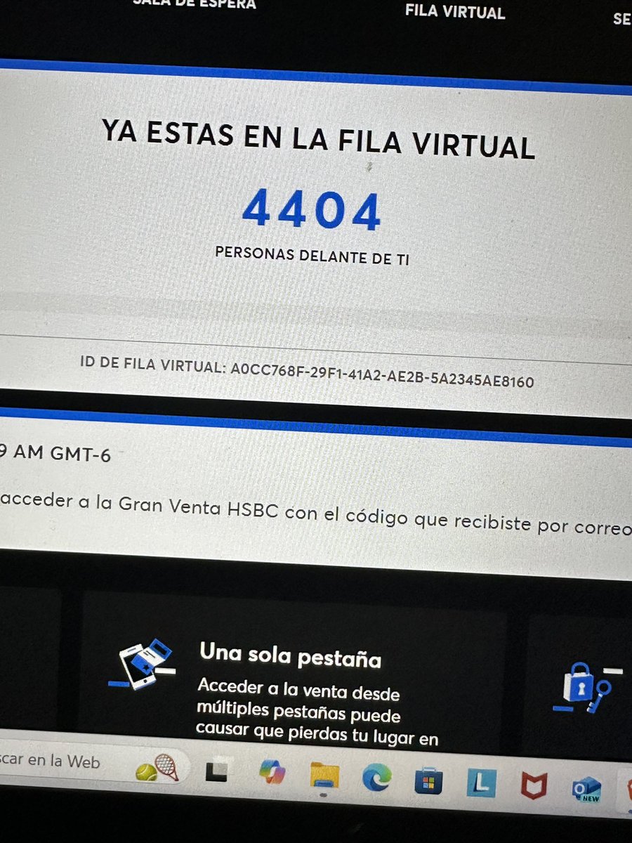 andromedaamara's tweet photo. @Ticketmaster_Me  Me explicas cómo pase de estar comprando mis boletos, al ser número 1 en fila y luego ser la 4404? WTF tu porquería 

😭😭😭😭😭 aparte con HSBC 🥲😾🫠 https://t.co/LhU9RggS7T