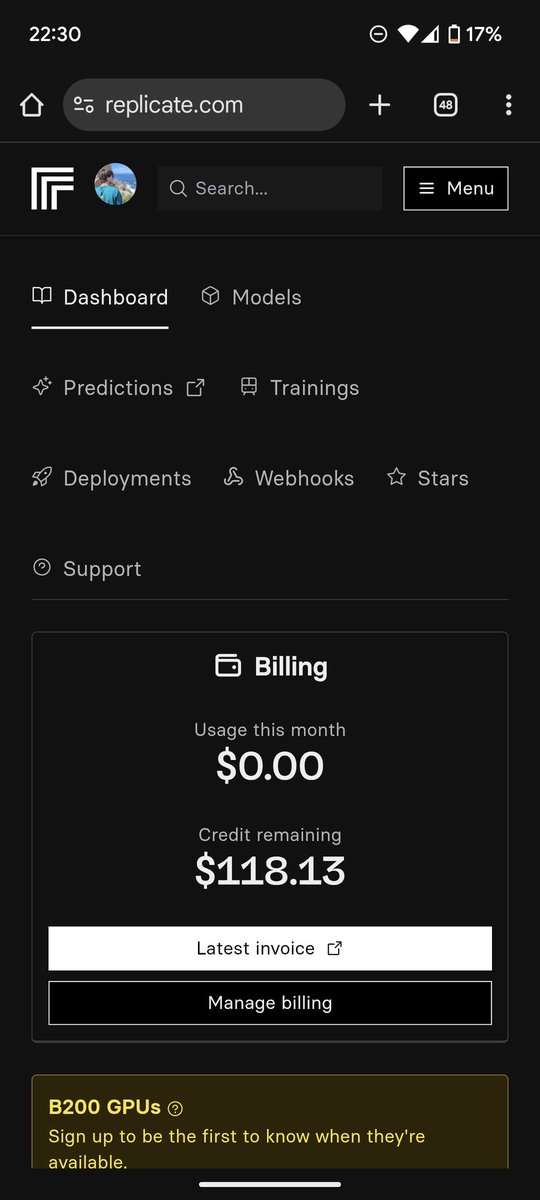 Thank you <a href="/zsakib_/">Sakib</a> and <a href="/replicate/">Replicate</a> for the 100$ credit, I will keep posting here the advances of the project I have in mind