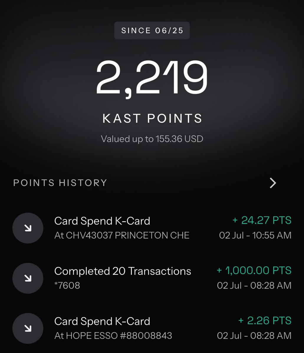 TheTradingTank's tweet image. Honestly I’m loving @KASTcard and it’s the easiest way possible to spend your crypto gains. Started using it about a week ago and already earned $155 in rewards for spending less than $300.
There’s a WILD promo right now where we both get 5% cashback on all spend, plus points…