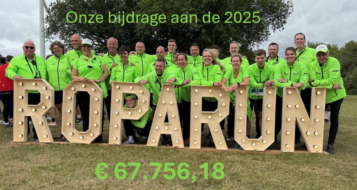 Met dank aan alle bijdragen van onze sponsoren, donateurs en andere vormen van bijdragen, die wij in het afgelopen jaar mochten ontvangen, hebben wij onderstaand fantastisch bedrag naar <a href="/Stg_Roparun/">Stichting Roparun</a> kunnen overmaken.