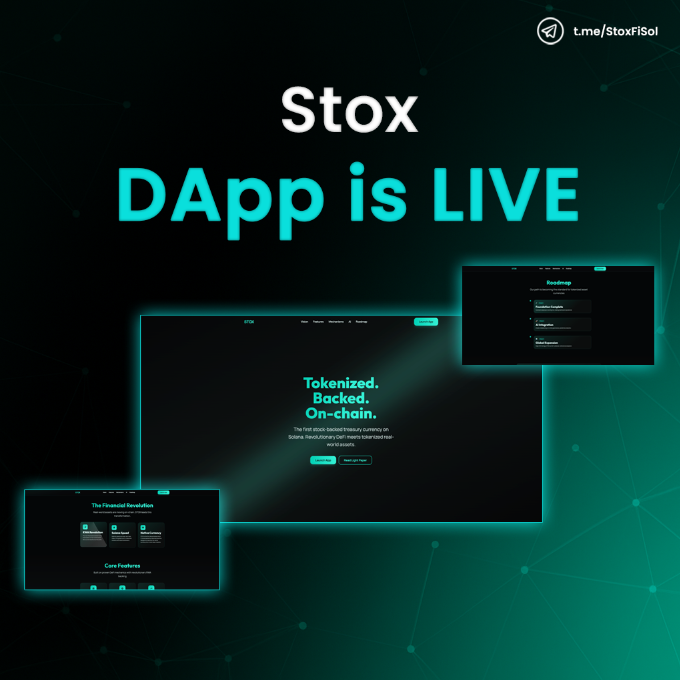 StoxFiSol's tweet photo. The STOX website &amp; dApp are now live.  

Stake, bond, and explore the first decentralized reserve currency backed by tokenized equities on Solana.  

$STOX goes live in 3 hours.  

🔗https://t.co/hPCbkWsY0u 
https://t.co/6XcMhNbUrM https://t.co/QTgMvjK6OU