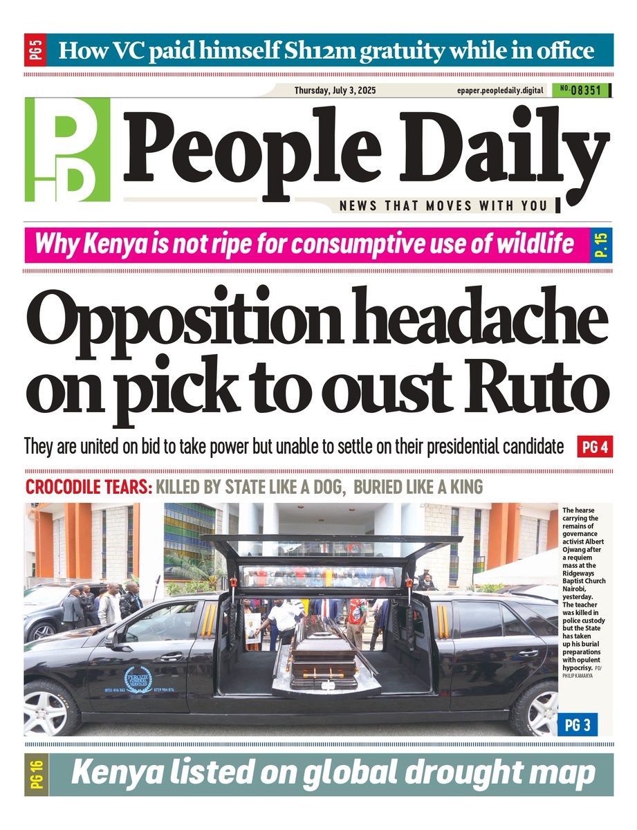 Opposition headache on single candidate

#77NiNumbers #KELondonFocus
Space X Keir Starmer The DCI Happy New Month Al Hilal Chelsea Madueke Trent Real Madrid Gachagua Kepa Islamic Supreme Court Ederson Kamakis FEMA Alaska Chuck Spare Dawn The American USAID Senator Medicaid