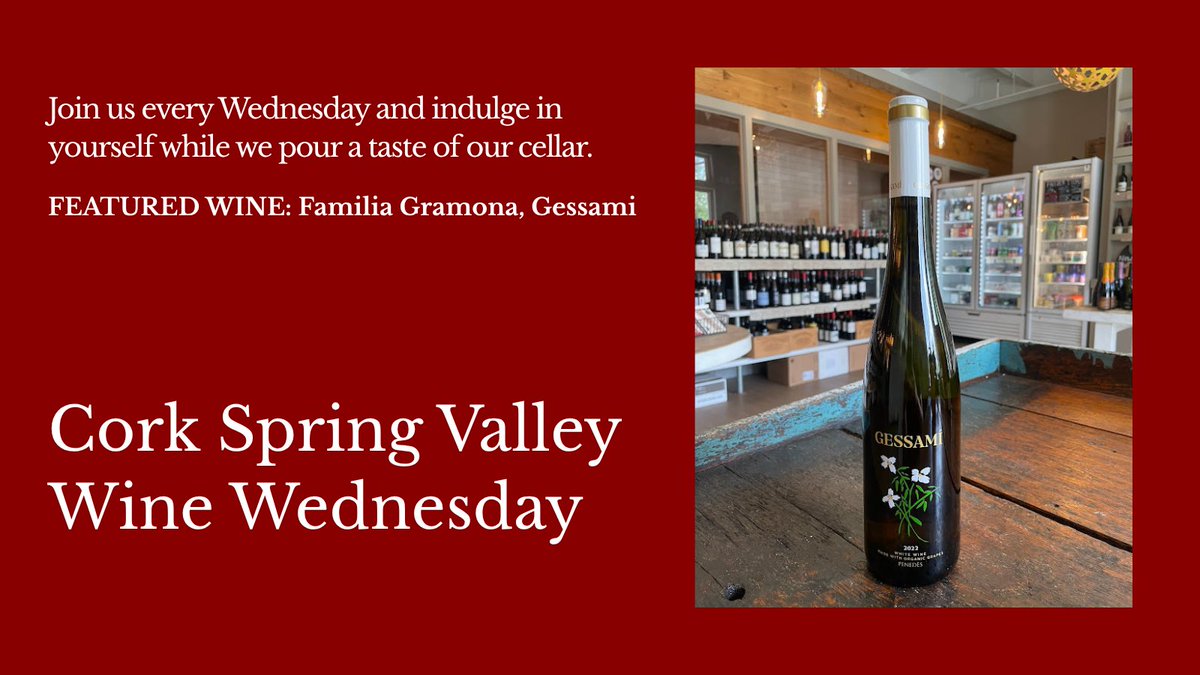 Today's Featured Tasting at Spring Valley
Familia Gramona, Gessami - from producer Gramona. Made from Sauvignon Blanc, Muscat &amp; Gewϋrztraminer and carries a fresh and floral nose with a clean and refreshing palate. Food and Patio friendly.
#corkdc #WineWednesday