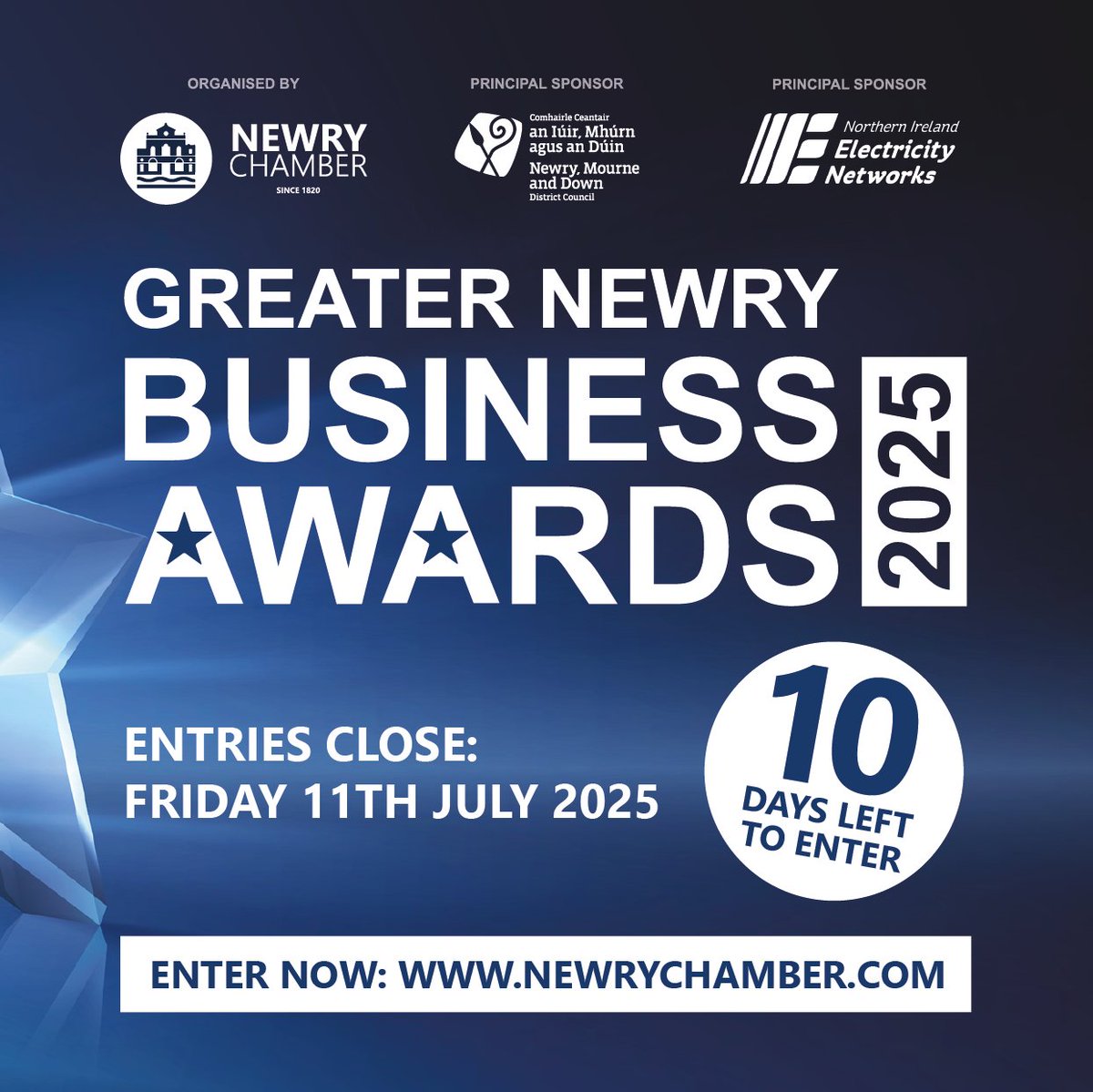 Newry Chamber (@newrychamber) on Twitter photo There is just ๐ญ๐ฌ ๐๐๐ฌ๐ฆ left to enter this year's Greater Newry Business Awards and we are delighted to see your entries coming in but the clock is ticking ahead of the ๐๐๐๐๐๐๐ก๐ on Friday 11th July 2025 at midnight.
๐๐ก๐ง๐๐ฅ ๐ก๐ข๐ช:
shorturl.at/D80D8 There is just ๐ญ๐ฌ ๐๐๐ฌ๐ฆ left to enter this year's Greater Newry Business Awards and we are delighted to see your entries coming in but the clock is ticking ahead of the ๐๐๐๐๐๐๐ก๐ on Friday 11th July 2025 at midnight.
๐๐ก๐ง๐๐ฅ ๐ก๐ข๐ช:
shorturl.at/D80D8